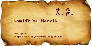 Komlósy Henrik névjegykártya